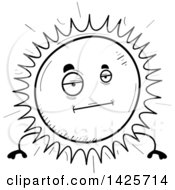 Poster, Art Print Of Cartoon Black And White Doodled Bored Sun Character