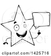 Poster, Art Print Of Cartoon Black And White Doodled Talking Star Character