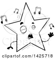 Poster, Art Print Of Cartoon Black And White Doodled Singing Star Character