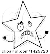 Poster, Art Print Of Cartoon Black And White Doodled Mad Star Character