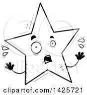 Poster, Art Print Of Cartoon Black And White Doodled Scared Star Character