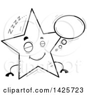 Poster, Art Print Of Cartoon Black And White Doodled Dreaming Star Character