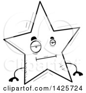 Poster, Art Print Of Cartoon Black And White Doodled Bored Star Character