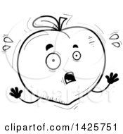 Poster, Art Print Of Cartoon Black And White Doodled Scared Peach Character