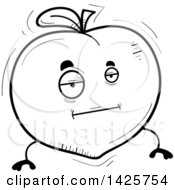 Clipart Of A Cartoon Black And White Doodled Bored Peach Character Royalty Free Vector Illustration