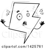 Clipart Of A Cartoon Black And White Doodled Scared Lightning Character Royalty Free Vector Illustration