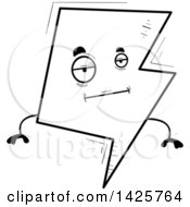 Clipart Of A Cartoon Black And White Doodled Bored Lightning Character Royalty Free Vector Illustration