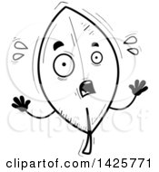 Poster, Art Print Of Cartoon Black And White Doodled Scared Leaf Character