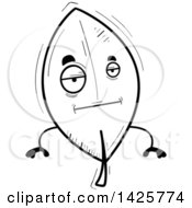Clipart Of A Cartoon Black And White Doodled Bored Leaf Character Royalty Free Vector Illustration