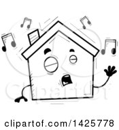 Poster, Art Print Of Cartoon Black And White Doodled Singing Home Character