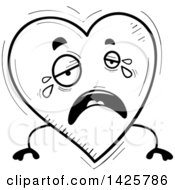 Poster, Art Print Of Cartoon Black And White Doodled Crying Heart Character