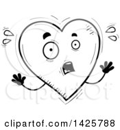 Poster, Art Print Of Cartoon Black And White Doodled Scared Heart Character