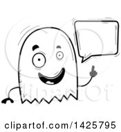 Poster, Art Print Of Cartoon Black And White Doodled Talking Ghost