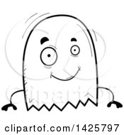Clipart Of A Cartoon Black And White Doodled Ghost Royalty Free Vector Illustration