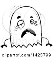 Poster, Art Print Of Cartoon Black And White Doodled Crying Ghost