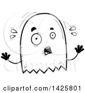 Clipart Of A Cartoon Black And White Doodled Scared Ghost Royalty Free Vector Illustration