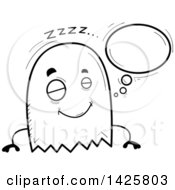 Poster, Art Print Of Cartoon Black And White Doodled Dreaming Ghost