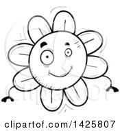Poster, Art Print Of Cartoon Black And White Doodled Flower Character