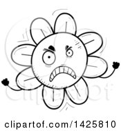 Poster, Art Print Of Cartoon Black And White Doodled Mad Flower Character