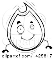 Clipart Of A Cartoon Black And White Doodled Flame Character Royalty Free Vector Illustration