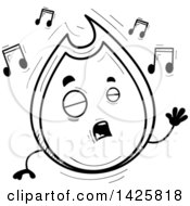 Poster, Art Print Of Cartoon Black And White Doodled Singing Flame Character