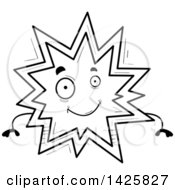 Clipart Of A Cartoon Black And White Doodled Explosion Character Royalty Free Vector Illustration