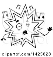 Poster, Art Print Of Cartoon Black And White Doodled Singing Explosion Character