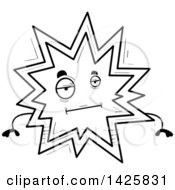 Clipart Of A Cartoon Black And White Doodled Bored Explosion Character Royalty Free Vector Illustration