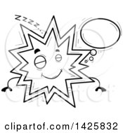 Clipart Of A Cartoon Black And White Doodled Dreaming Explosion Character Royalty Free Vector Illustration