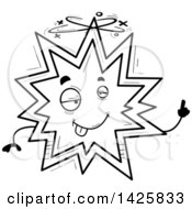 Clipart Of A Cartoon Black And White Doodled Drunk Explosion Character Royalty Free Vector Illustration by Cory Thoman