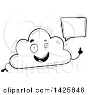 Poster, Art Print Of Cartoon Black And White Doodled Talking Cloud Character