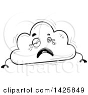 Poster, Art Print Of Cartoon Black And White Doodled Crying Cloud Character