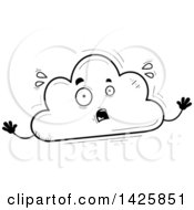 Poster, Art Print Of Cartoon Black And White Doodled Scared Cloud Character