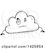 Poster, Art Print Of Cartoon Black And White Doodled Bored Cloud Character