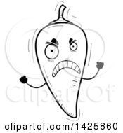 Poster, Art Print Of Cartoon Black And White Doodled Mad Hot Chile Pepper Character