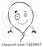 Clipart Of A Cartoon Black And White Doodled Balloon Character Royalty Free Vector Illustration