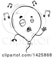 Clipart Of A Cartoon Black And White Doodled Singing Balloon Character Royalty Free Vector Illustration