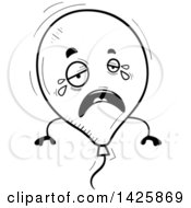 Clipart Of A Cartoon Black And White Doodled Crying Balloon Character Royalty Free Vector Illustration