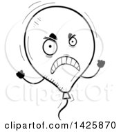 Clipart Of A Cartoon Black And White Doodled Mad Balloon Character Royalty Free Vector Illustration