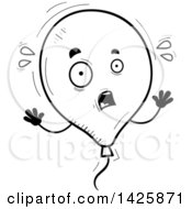 Clipart Of A Cartoon Black And White Doodled Scared Balloon Character Royalty Free Vector Illustration