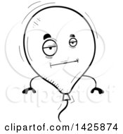 Clipart Of A Cartoon Black And White Doodled Bored Balloon Character Royalty Free Vector Illustration