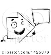 Poster, Art Print Of Cartoon Black And White Doodled Talking Arrow Character