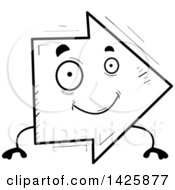 Clipart Of A Cartoon Black And White Doodled Arrow Character Royalty Free Vector Illustration