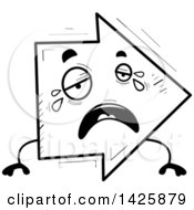 Clipart Of A Cartoon Black And White Doodled Crying Arrow Character Royalty Free Vector Illustration