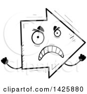 Clipart Of A Cartoon Black And White Doodled Mad Arrow Character Royalty Free Vector Illustration