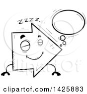 Poster, Art Print Of Cartoon Black And White Doodled Dreaming Arrow Character