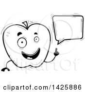 Poster, Art Print Of Cartoon Black And White Doodled Talking Apple Character