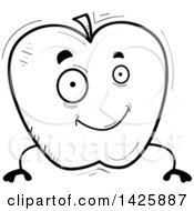 Poster, Art Print Of Cartoon Black And White Doodled Apple Character
