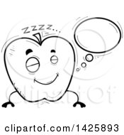 Poster, Art Print Of Cartoon Black And White Doodled Dreaming Apple Character