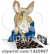 Poster, Art Print Of Cartoon Donkey Playing A Game Of Chess